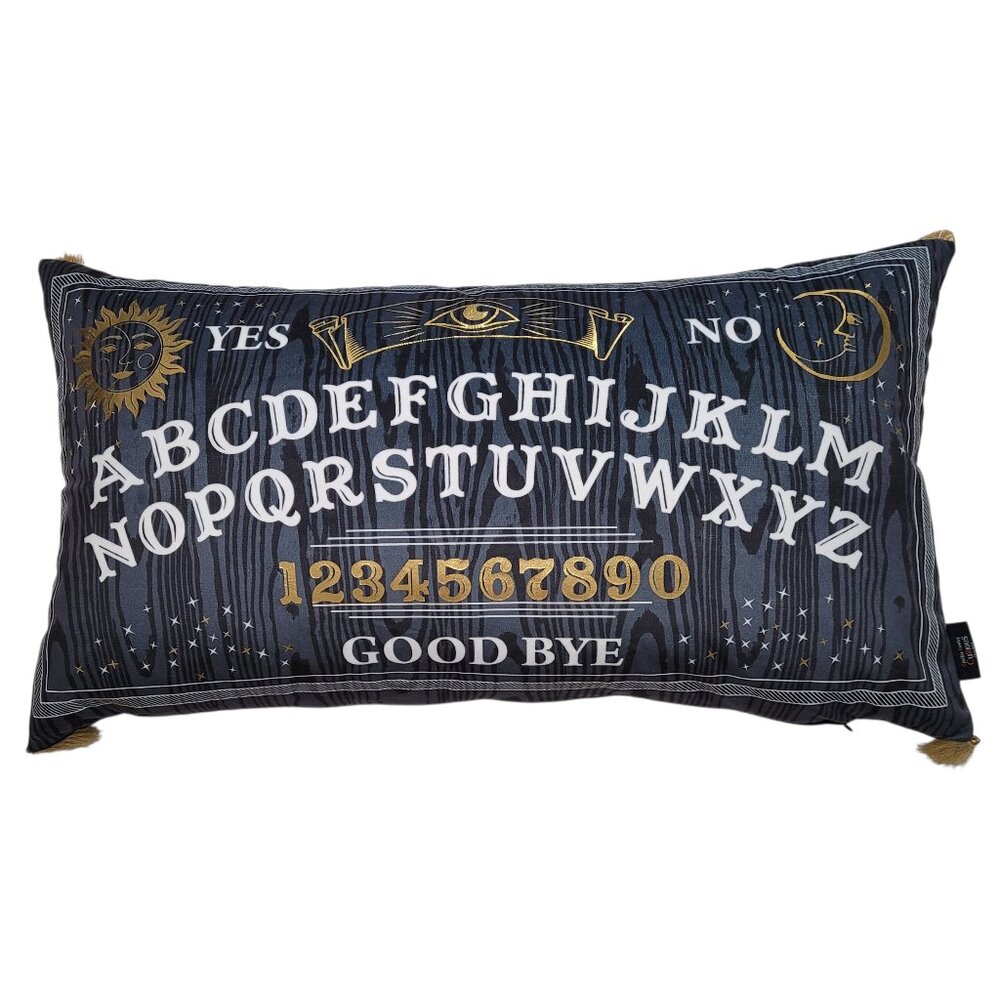 Cynthia Rowley Halloween Throw Pillow Ouija Board Black Gold Gothic Whimsigoth - Picture 1 of 14